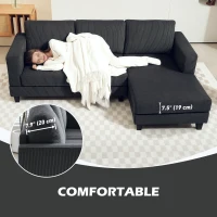 HOMCOM L Shaped Couch, L Shape Sofa with Chaise Lounge and Spring Cushion for Living Room, Bedroom, Grey(m-7)