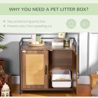 PawHut Shelved Hidden Litter Box Enclosure with Spacious Top and Interior, Large Cat Litter House End Table for Indoor Cats with Hidden Storage Cabinet Space(m-4)