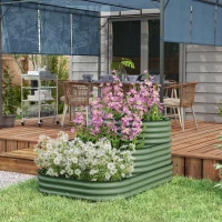 Outsunny 3-Tier Raised Garden Bed Set w/ Safety Edging, Open Bottom for Vegetables, Herbs, Flowers, 62.25" x 43" x 32.25", Green(m-10)