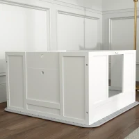 PawHut Whelping Box for Dogs with Whelping Pad, Adjustable Entrance, Non-slip Foot Pads, for Small Dogs, White(m-9)