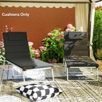 Outsunny Foldable Chaise Lounge Cushion Set of 2, Outdoor Lounge Chair Cushion Set, UPF50+ 230gsm Olefin, 80" x 26" Black(m-8)