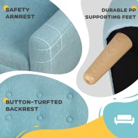 Qaba 2-Seat Kids Sofa, Toddler Sofa Couch, Linen-Like Fabric & Wood Frame Sofa Chair for Ages 3-7, 11" High Seat, Blue(m-4)