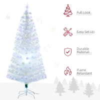 HOMCOM 6FT Artificial Tree Multi-Colored Pre-Lit Home Christmas Decoration  White(m-4)