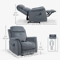 HOMCOM Manual Recliner Chair with Vibration Massage, Reclining Chair for Living Room with Side Pockets, Dark Grey(m-3)