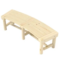 Outsunny Wooden Outdoor Bench, Wrap Around Tree Bench with Slatted Seat for Yard, Garden, Deck, Lawn, Natural(m-2)