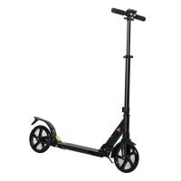 Soozier Kick Scooter Foldable Aluminum Ride On Toy For 8+ Adult Teens with Foot Brake, Adjustable Handle, 7.75'' Big Wheels, Black(m-11)