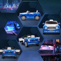 Aosom Bentley Mulsanne 12V Ride on Car, Battery Powered Car with Remote Control, Suspension, Startup Sound, LED Lights, MP3, Horn, Music, Forward and Backward, 2 Motors, Blue(m-8)