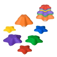 Outsunny 6PCs Larger Size Balance Stepping Stones for Kids with Non-slip Bottom, Stackable Obstacle Course Outdoor Indoor,  Play River Rocks with Starfish Style(m-2)