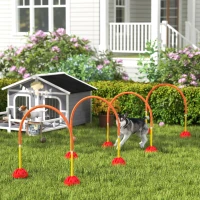 PawHut 4 Piece Dog Agility Equipment w/ 4 Adjustable Width Doors, Carry Bag, Easy Assemble & Portable, Orange(m-2)