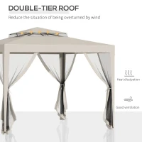 Outsunny 10' x 10' Canopy Tent, Party Tent with Mesh Netting and Double Tier Roof for Backyard, Garden, Patio, Outdoor, Beige(m-4)
