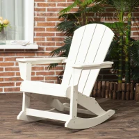 Outsunny Outdoor Rocking Chair, HDPE Adirondack Porch Rocker Chair for Garden, Patio, White(m-10)