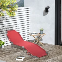 Outsunny Outdoor Folding Chaise Lounge, Reclining Lounge Chair with Adjustable Backrest and Breathable Mesh Fabric, Wine Red(m-1)