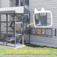 PawHut 81"H Catio Outdoor with Floor to Prevent Escaping & Easy Cleaning, for 2-4 Cats Kittens, Grey(m-7)