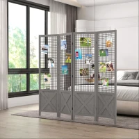 HOMCOM 4.7' 4 Panel Room Divider, Indoor Privacy Screens for Home, Distressed Gray(m-2)