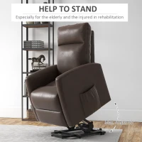 HOMCOM Power Lift Recliner Chair with Remote Control Side Pocket for Living Room Home Office Study Brown(m-5)