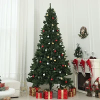 HOMCOM 9ft Artificial Christmas Trees with 2132 Branch Tips, Auto Open and Steel Base, Green(m-2)