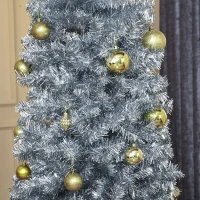 HOMCOM 7' Tall Unlit Slim Douglas Fir Artificial Christmas Tree with Realistic Branches, and 818 Tips, Silver(m-8)