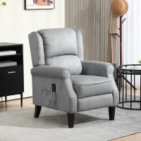 HOMCOM Push Back Recliner Chair, Vibration Massage Recliner for Living Room with Extendable Footrest, Remote, Pocket, Grey(m-1)