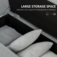 HOMCOM Modern Upholstered Storage Bench with Arms, Linen-Feel Fabric Ottoman Bench for Bedroom Entryway Living Room, Light Gray(m-4)