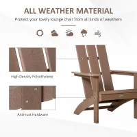 Outsunny Patio Adirondack Chair, Outdoor HDPE Fire Pit Chair, Weather Resistant Outdoor Chair with High-back, Patio Chair for Deck, Garden, Backyard, Brown(m-6)