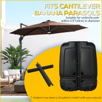 Outsunny 220 lb Heavy Duty Cantilever Umbrella Base, Sand and Water Filled Cantilever Parasol Stand with Cross Base, Black(m-4)