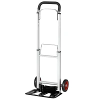 DURHAND Folding Hand Trucks, Aluminum Alloy Dolly Cart with Telescoping Handle and EVA Wheels, 198lbs Capacity for Home Moving and Travel(m-11)