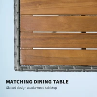 Outsunny 5 Piece Rattan Patio Dining Set with Umbrella Hole, Cushions, Outdoor Patio Table and Chairs for Garden Backyard, Teak(m-6)