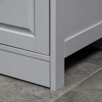 kleankin Tall Bathroom Storage Cabinet, Freestanding Linen Tower with 3-Tier Open Shelf and Door, Slim Floor Organizer, Grey(m-8)