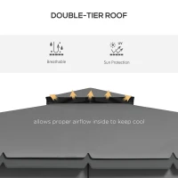 Outsunny 10' x 10' 2-Tier Outdoor Gazebo Canopy Tent with Zippered Mesh Sidewalls, Aluminum Frame for Patio, Backyard Light Grey(m-4)