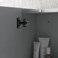 kleankin 28" x 24" Wall Mounted Mirror Cabinet, Bathroom Medicine Cabinet with Mirror, 3 Doors and Adjustable Shelves, Grey(m-9)