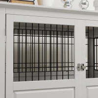 PawHut 43" Dog Crate Furniture with 3 Doors, Removable Tray, for Extra Large Medium Small Dogs, Indoor Use, White(m-9)