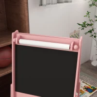 Qaba Art Easel for Kids with Paper Roll, Blackboard, Whiteboard, Storage, Pink(m-7)