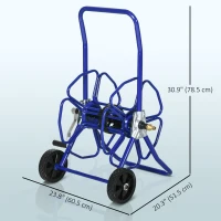 Outsunny 98 ft of 5/8" Hose Reel Cart (Hose Not Included), Garden Water Hose Carts with Wheels for Yard, Lawn, Blue(m-3)