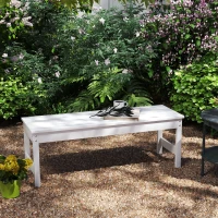Outsunny 47" Outdoor Bench Seat, HDPE All-Weather Garden Bench, Backless Slatted Patio Bench for Yard, Porch, Park, White(m-7)