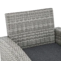 Outsunny 6 Pcs Patio Furniture Set, Rattan Outdoor Furniture Set with 3 Seater Sofa, Armchairs, Footstools and Table, Dark Grey(m-10)