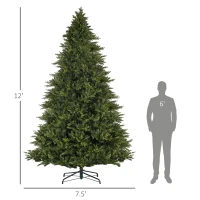 HOMCOM 12ft Hinged Artificial Christmas Tree with Foldable Stand, Easy Assembly, Xmas Tree for Home Office Holiday, Green(m-3)