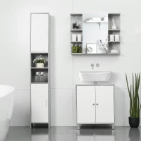 kleankin 71" Tall Bathroom Storage Cabinet, Narrow Bathroom Cabinets with 2 Doors and 6-tier Shelving, Grey(m-10)