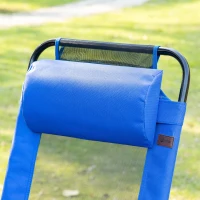 Outsunny Double Camping Chairs Foldable w/ Reclining & Headrest, Blue(m-9)