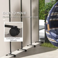 Outsunny Folding Room Divider with Castor Wheels, Rolling Privacy Screen for Patio Backyard Pool Hot Tub, 5.6ft Tall(m-5)