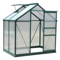 Outsunny 6' x 4' Greenhouse for Outdoors, Polycarbonate Greenhouse with Rain Gutter and Roof Vent, Aluminum Walk-in Green Houses for Outside for Patio Backyard Garden, Dark Green(m-1)