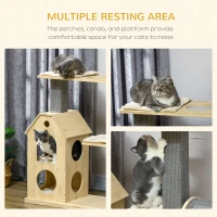 PawHut Cat Tree for Indoor Cats with Scratching Posts, Double-Layer House, 32" x 16" x 53", Natural(m-6)