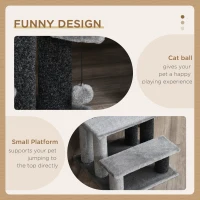 PawHut Cat Stairs for Bed, Couch 3 Steps, Small Cat Tree for Indoor Cats with Scratching Posts Toy Ball, 17.5" x 15.5" x 19"(m-5)