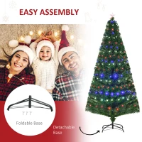 HOMCOM 7ft Fiber Optic Artificial Fir Christmas Tree, LED Pre-Lit Holiday Decoration with 280 Lights and Branch Tips(m-7)