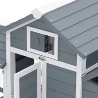 PawHut 59" Small Wooden Chicken Coop Hen House Poultry Cage for Outdoor Backyard with 2 Doors, Nesting Box and Removable Tray, White(m-9)