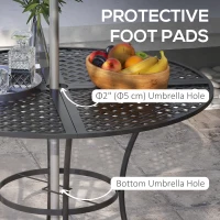 Outsunny 42" Round Outdoor Dining Table for 4 Persons, Metal Patio Dining Table with Umbrella Hole for Backyard, Lawn, Balcony(m-4)