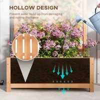 Outsunny Wood Planter with Trellis for Vine Climbing, Raised Garden Bed to Grow Vegetables for Backyard, 30" x 14" x 67", Brown(m-6)