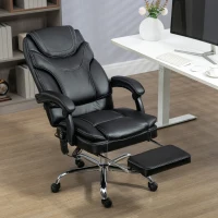 Vinsetto 6 Point Vibration Massage Office Chair, PU Leather Heated Reclining Computer Chair with Footrest, Black(m-10)