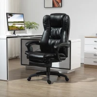 Vinsetto High Back Massage Office Chair with 6-Point Vibration, 5 Modes, Executive Chair, PU Leather Swivel Chair with Reclining Back, and Retractable Footrest, Black(m-2)