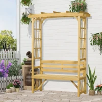 Outsunny Patio Wooden Bench, Outdoor Bench for Vines/Climbing Plants, Light Brown(m-8)