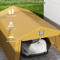 Outsunny Carport 12' x 20' Portable Garage, Heavy Duty Car Port Canopy with Ventilation Windows and Large Roll-up Door, Yellow(m-4)